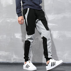 The trend of sports pants men's trousers and loose trousers for men who shut all-match plus Velvet Pants thickened Korean male 3XL Black regular