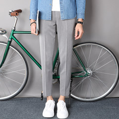 Nine small slim trousers male suit pants pants feet long thin section of 9 Korean summer leisure trend stretch 3XL gray