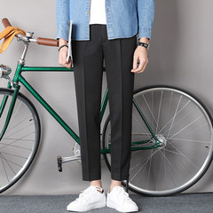 Nine small slim trousers male suit pants pants feet long thin section of 9 Korean summer leisure trend stretch 3XL black