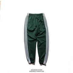 Europe and the United States high street in red tide net bars vintage sports leisure pants for men and women section BF wind Wu Yifan with pants S Zhi Long Green