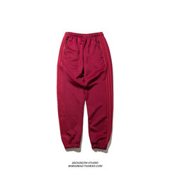 Europe and the United States high street in red tide net bars vintage sports leisure pants for men and women section BF wind Wu Yifan with pants S Kan Ye Hong