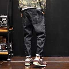 Fall black jeans men loose straight all-match Japanese youth pants pants trend of Korean male Haren Thirty-eight black
