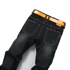 Jeans Big Men add fertilizer, increase men's trousers, self-cultivation, straight tube elastic, fat little pants, trousers of autumn and winter new tide Do not understand the code, please consult the customer service black
