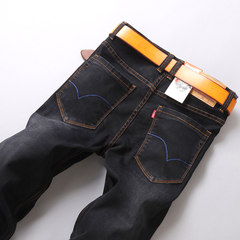 Jeans Big Men add fertilizer, increase men's trousers, self-cultivation, straight tube elastic, fat little pants, trousers of autumn and winter new tide Do not understand the code, please consult the customer service Black