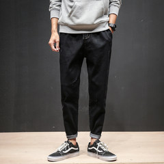 @ two more original autumn new broken hole washed jeans, Korean men's slim pants, student pants tide M Black grey