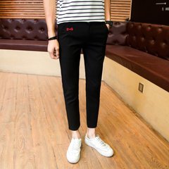In the autumn of 2017 British men's casual pants male Korean slim pants pants pants with nine young small velvet Thirty-four Black nine point pants (bow tie)