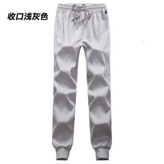 Sports pants in autumn and winter plus cashmere men's trousers, loose straight cylinder casual pants, four cotton thin, add fat XL Cashmere XXL160-200 Jin Grey (picking up feet)