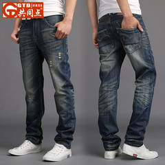 Fall jeans, men's straight, youth, fashion pants, four seasons, Han Chaonan, pants, trousers Thirty-eight 016 nostalgia hole