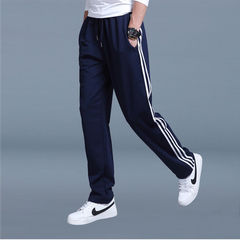 Winter and winter sports pants, men's trousers straight tube loose, add fertilizer, add cashmere thickening pants, pants pants men's big men's clothing Summer thin paragraph L proposal (105-135 Jin) Three sides dark blue