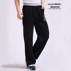 Winter and winter sports pants, men's trousers straight tube loose, add fertilizer, add cashmere thickening pants, pants pants men's big men's clothing Summer thin paragraph L proposal (105-135 Jin) Black prints