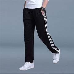 Winter and winter sports pants, men's trousers straight tube loose, add fertilizer, add cashmere thickening pants, pants pants men's big men's clothing Summer thin paragraph L proposal (105-135 Jin) Three sides black