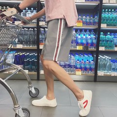 Summer casual shorts 5 pants pants color embroidery movement trend of Korean youth 5 autumn trousers S Five point pant ribbon grey