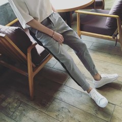 Summer casual shorts 5 pants pants color embroidery movement trend of Korean youth 5 autumn trousers S Indirect grey trousers
