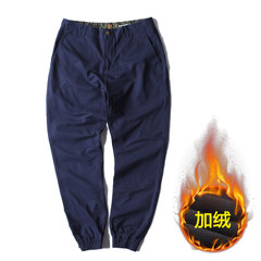 Hidden "male Jogger Pants casual ankle banded pants pants feet jogging pants foot tide brand collection overalls 3XL Blue velvet
