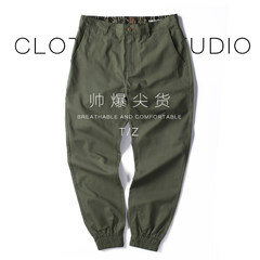 Hidden "male Jogger Pants casual ankle banded pants pants feet jogging pants foot tide brand collection overalls 3XL Army green
