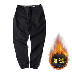 Hidden "male Jogger Pants casual ankle banded pants pants feet jogging pants foot tide brand collection overalls 3XL Black velvet