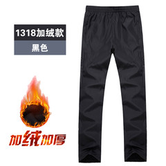 Sports pants, men's cashmere thickening, winter straight, loose pants for teenagers, winter pants for boys and girls, casual pants for boys and girls 3XL 1318 Black Cashmere