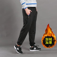 The new fertilizer in autumn and winter sports Pants XL's trousers, casual pants feet thick cotton stretch pants who shut 3XL Black [velvet] B