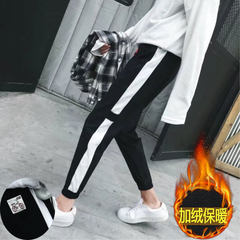 Slim casual pants with thick Velvet Pants. Haren male feet long pants pants students fall upon the tide 3XL Single bike (truck) casual pants