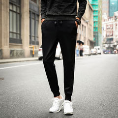 Slim casual pants with thick Velvet Pants. Haren male feet long pants pants students fall upon the tide 3XL Leather rope casual pants [autumn no velvet]