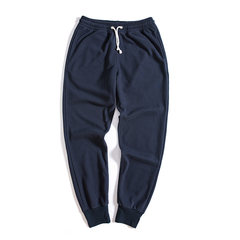 Colored cotton casual trousers spring movement Wei feet long pants slim ankle banded pants students solid tide 3XL Navy