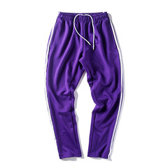 中国有嘻哈 tt同款裤子你的男孩tizzyt三条杠运动裤男弹力束脚裤 3XL 紫色 平脚