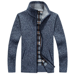 Special offer every day in winter wear thick warm sweater sweater male collar CARDIGAN SWEATER MENS sweater coat 3XL 1383 Blue Ash