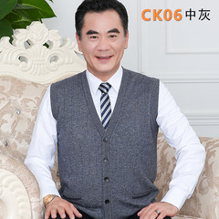 Autumn and winter in the elderly male V wool vest collar cardigan knit sweater vest vest old middle-aged father. 165/M Ash in C-K06