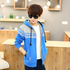 Young students and male winter sports cashmere sweater cardigan Hooded Jacket Size thick warm autumn 165/M Top 9402 blue