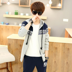 Young students and male winter sports cashmere sweater cardigan Hooded Jacket Size thick warm autumn 165/M Top 9402 gray