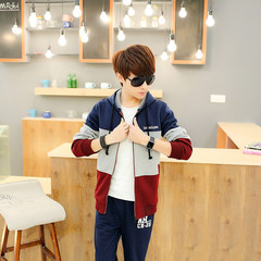 Young students and male winter sports cashmere sweater cardigan Hooded Jacket Size thick warm autumn 165/M 9401 Navy