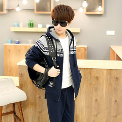 Young students and male winter sports cashmere sweater cardigan Hooded Jacket Size thick warm autumn 165/M 9402 Navy