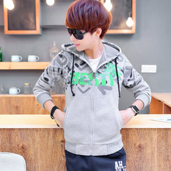 Young students and male winter sports cashmere sweater cardigan Hooded Jacket Size thick warm autumn 165/M Top 0961 gray