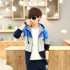Young students and male winter sports cashmere sweater cardigan Hooded Jacket Size thick warm autumn 165/M Top 9401 blue