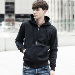 Special offer every day in autumn male Pro Hoody Zip Hooded cardigan jacket Korean students pure leisure sports jacket 3XL Black wy06 T-shirt