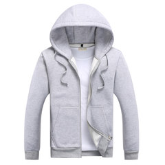Male hooded cardigan sweater special offer every day of leisure sport coat boys Pure Black Hoodie and Mens 3XL Light grey