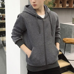 Male hooded cardigan sweater special offer every day of leisure sport coat boys Pure Black Hoodie and Mens 3XL Dark grey