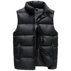 Men's coats down cotton vest male thickening in autumn and winter vest sleeveless vest size cotton vest Korean tide 3XL 17078 black