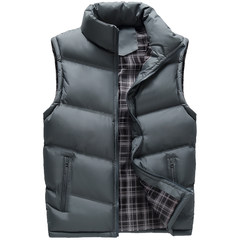 Men's coats down cotton vest male thickening in autumn and winter vest sleeveless vest size cotton vest Korean tide 3XL 17077 gray
