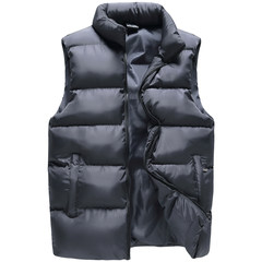 Men's coats down cotton vest male thickening in autumn and winter vest sleeveless vest size cotton vest Korean tide 3XL 17078 gray