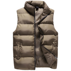 Men's coats down cotton vest male thickening in autumn and winter vest sleeveless vest size cotton vest Korean tide 3XL 17078 Brown