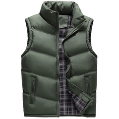 Men's coats down cotton vest male thickening in autumn and winter vest sleeveless vest size cotton vest Korean tide 3XL 17077 army green
