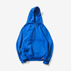 Tide brand male Hooded Sweater autumn Korean solid youth student movement loose couple code Pullover Jacket [Collection Plus shopping cart priority delivery] blue