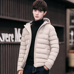 Male Korean winter winter coat thick young students winter cotton men down jacket overcoat short 3XL Khaki [717]