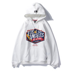 Male hooded sweater and hip hop street with velvet wind tide brand oversize ulzzang Harajuku lovers coat 3XL white