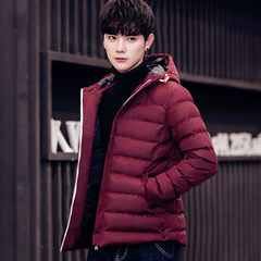 Male Korean winter winter coat thick young students winter cotton men down jacket overcoat short 3XL Dark blue [121 paragraph]