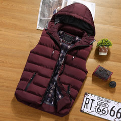 Autumn and winter down cotton vest men's slim young handsome trend of Korean vest vest vest thickening 3XL Claret