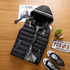 Autumn and winter down cotton vest men's slim young handsome trend of Korean vest vest vest thickening 3XL Black (777)