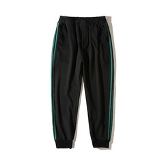 @ Hong Kong Style male Korean version of autumn and winter casual pants, men's striped pants, thickening trend of youth trousers S Black green