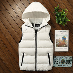 New lovers down cotton men's vest vest Korean size coat vest vest female thickening 3XL Pure white
